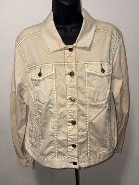 Sonoma Womens Jean Denim Trucker Jacket Women XL Khaki Stretch